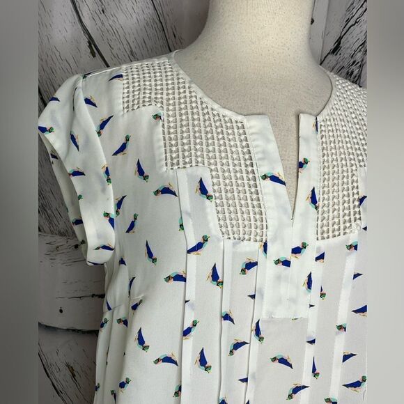 Daniel Rainn Bird Print Blouse S - Picture 3 of 6